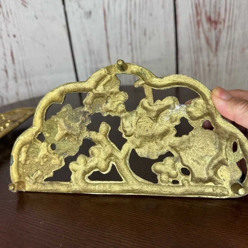 HARVIN Virginia MetalCrafters vintage solid brass footed 2 Pc trivet Super Cute